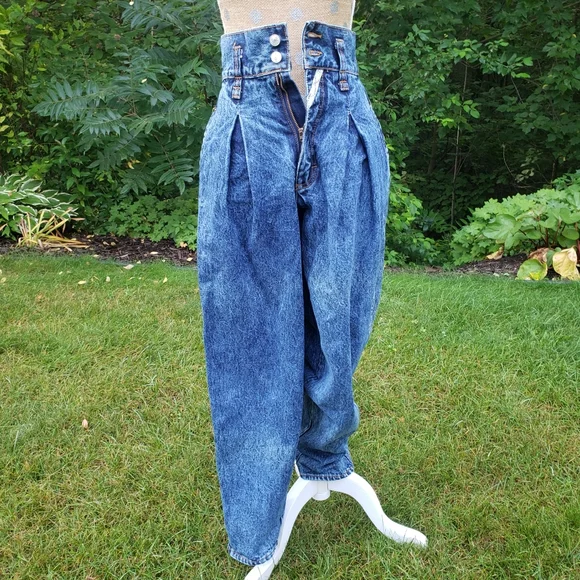 Vintage Jordache 24" waist high rise pleated jeans Barrel Leg - Picture 4 of 16